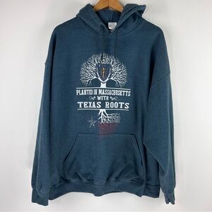 Gildan Heavy Blend Men’s 2XL Planted in Massachusetts with Texas Roots Hoodie